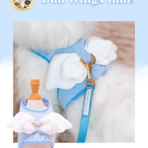 Double Wing Blue Harness Dog & Cat with Free Matching Leash