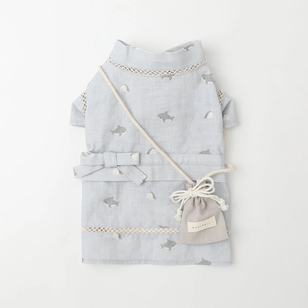 Cool insect repellent shark pattern jinbei + drawstring pouch SET (size M)