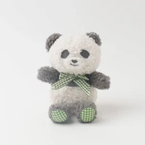 Panda Gingham Check Ribbon Plush
