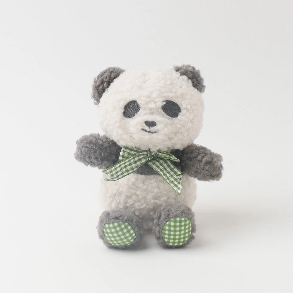 Panda Gingham Check Ribbon Plush